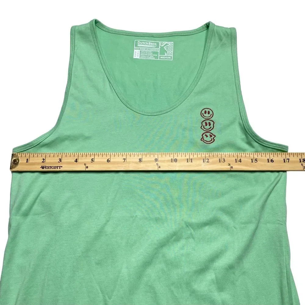 Dutch Bros Mint Smiley Faces Logo Tee Sz M